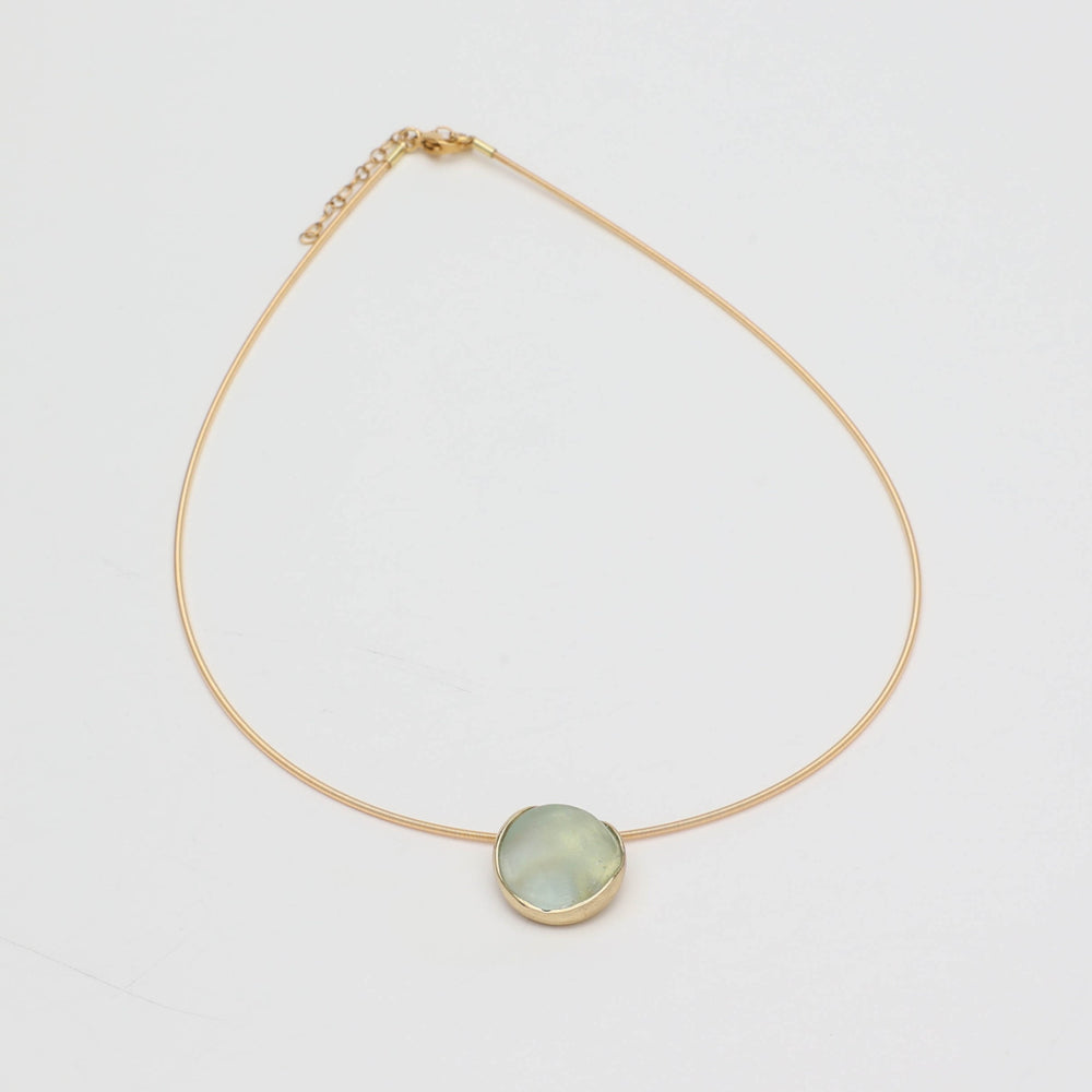 Kiss Necklace — handmade brass artisan choker with resin stone pendant, jewelry made in Greece