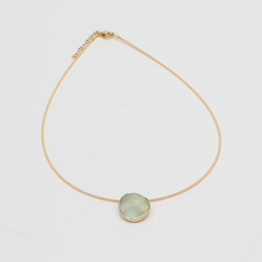 Kiss Necklace — handmade brass artisan choker with resin stone pendant, jewelry made in Greece