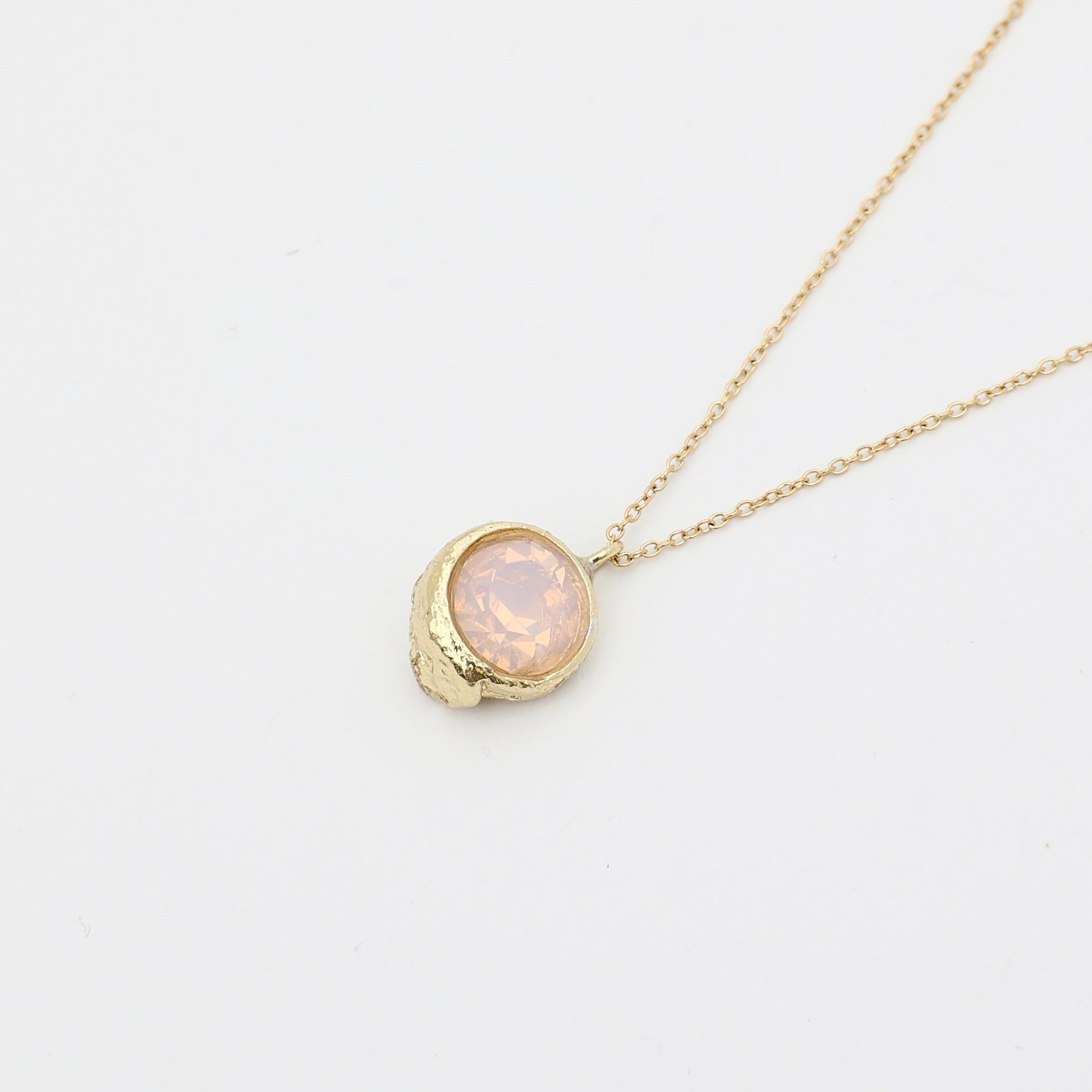 Billy Necklace — artisan brass crystal pendant necklace, minimalist boho jewelry