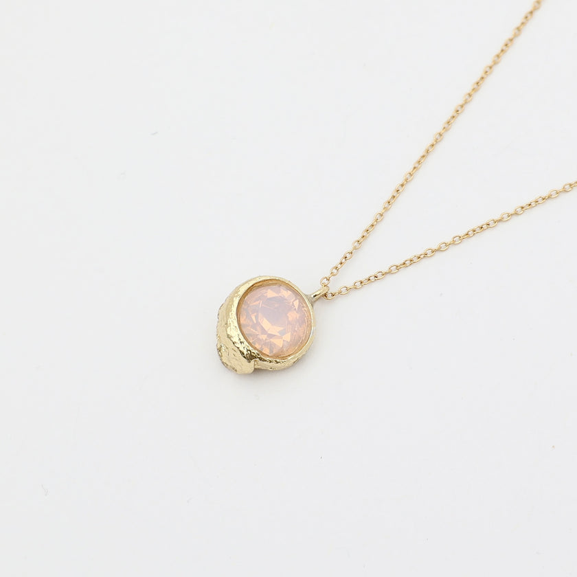 Billy Necklace — artisan brass crystal pendant necklace, minimalist boho jewelry