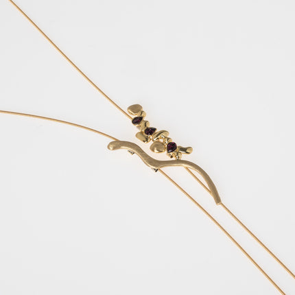 Necklace-Brass-Amethyst Crystal