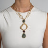Necklace-Brass-Gray Resin-Amethyst Crystal