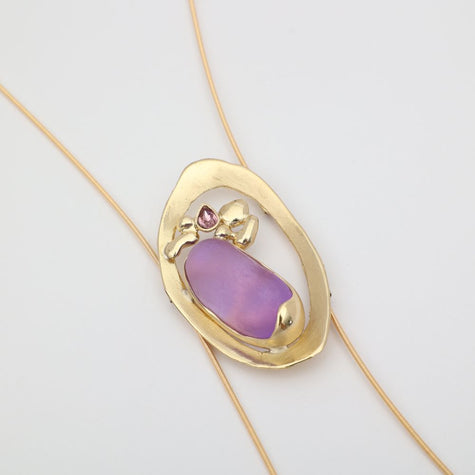 Pulse Necklace flat lay — bohemian gemstone statement necklace with coastal details, made in Greece