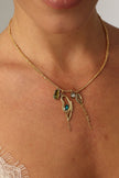 Liora Necklace — handmade brass sculptural charm necklace with gemstone drops, made in Greece