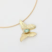 Nymia Necklace — handmade brass butterfly pendant necklace with blue teardrop gemstone
