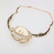 Crasta Necklace — handmade brass artisan choker necklace with natural stone and crystal crab pendant, full piece view