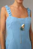 Claw Crabby Necklace — handmade brass sculptural crab necklace with resin stone and pearl, gift for her
