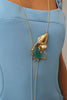 Claw Crabby Necklace — handmade brass artisan crab pendant necklace with resin stone and pearl, jewelry made in Greece
