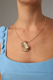 Crabby Necklace — handmade brass sculptural crab necklace with oversized resin stone, gift for her
