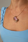 Crabby Necklace — handmade brass boho statement necklace with large crab pendant and gemstone body, unique designer jewelry
