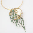 Kora Necklace — handmade brass boho statement necklace with crab pendant and gemstone detail, unique designer jewelry
