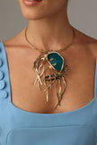 Kora Necklace — handmade brass artisan statement necklace with crab design and resin stone, jewelry made in Greece
