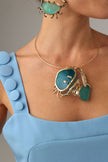 Crabby The Thief Necklace close-up — handmade brass artisan necklace with organic crab design and crystal detail