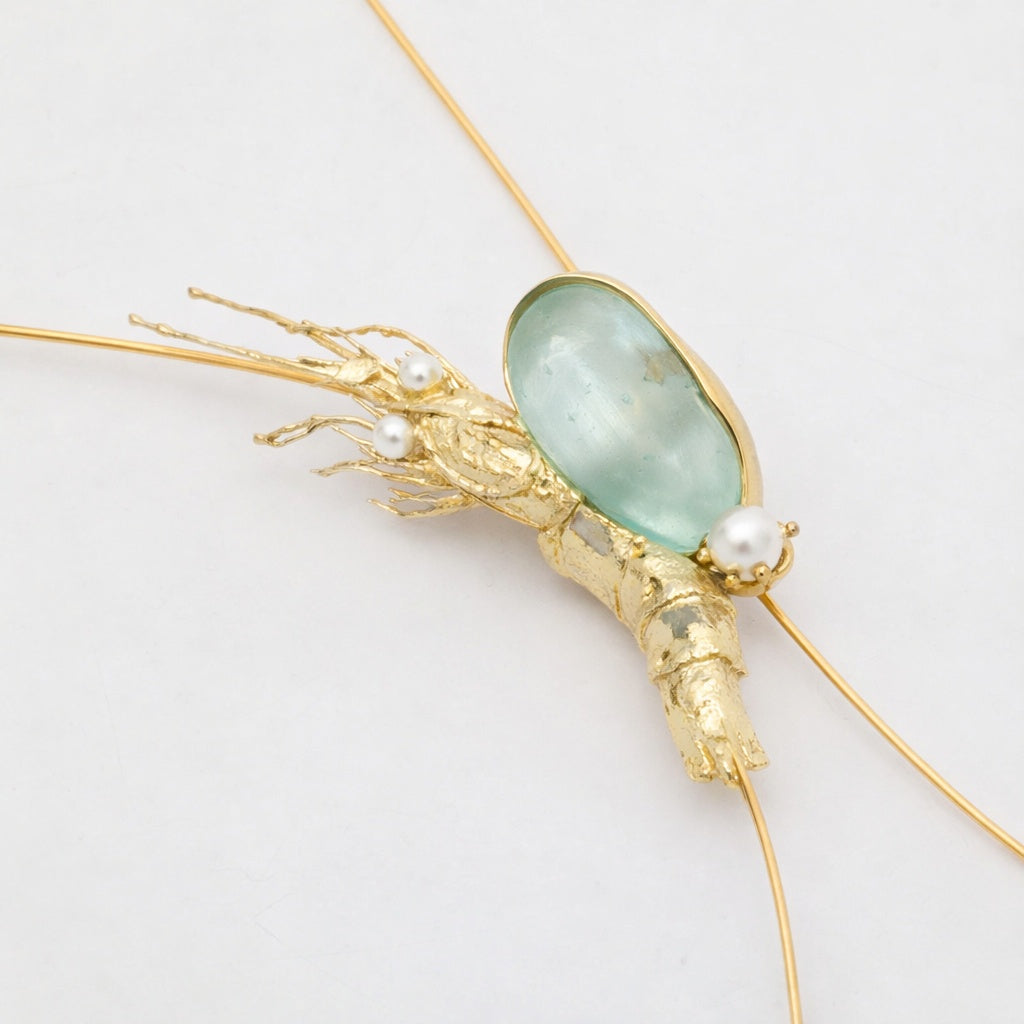 Pebble Shrimp Necklace Handmade | Kalliope Jewelry