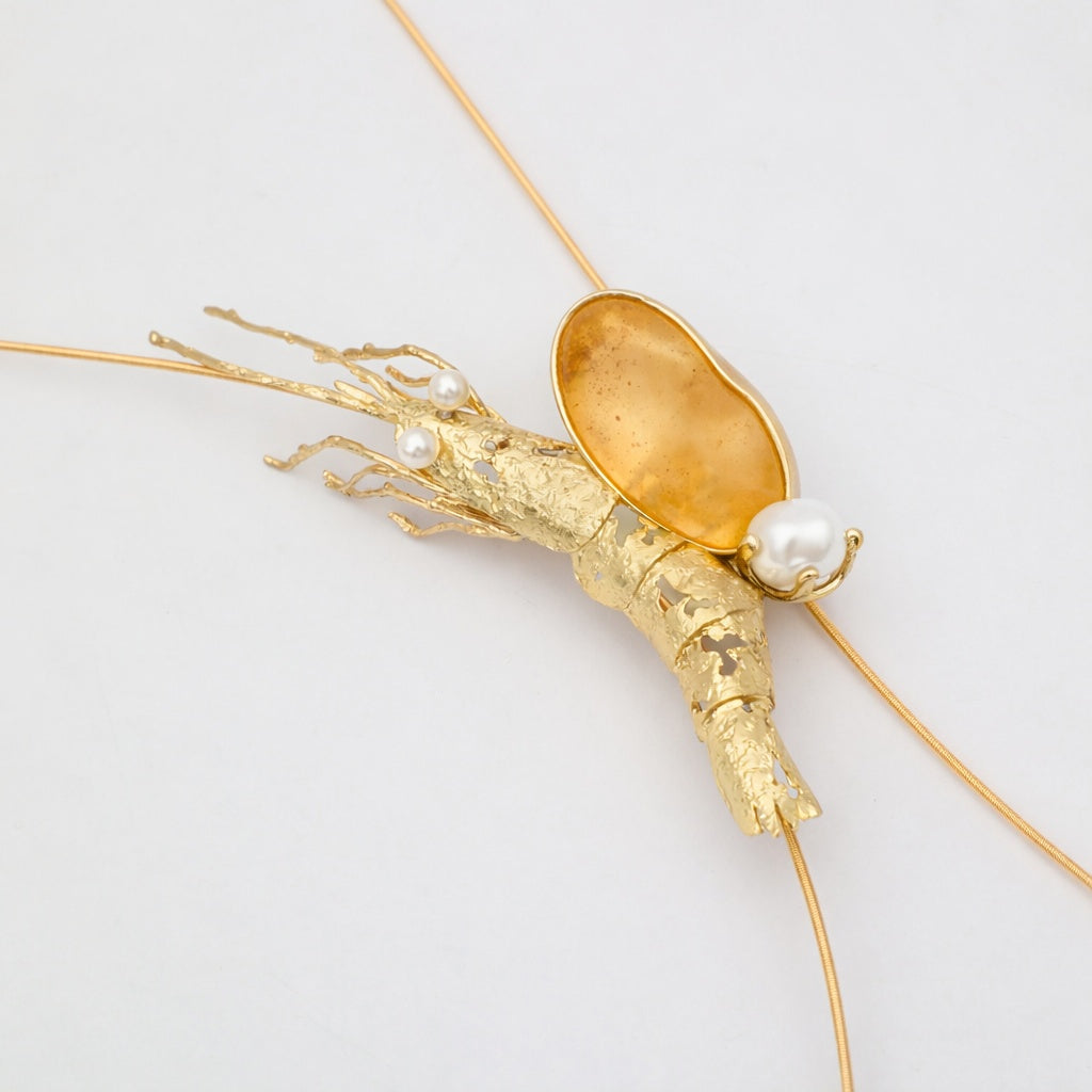 Pebble Shrimp Necklace Handmade | Kalliope Jewelry