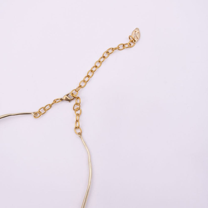 Brass necklace extendable chain and clasp detail, close-up, Nerea