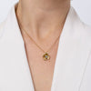 Brass flower pendant necklace with clear crystal center