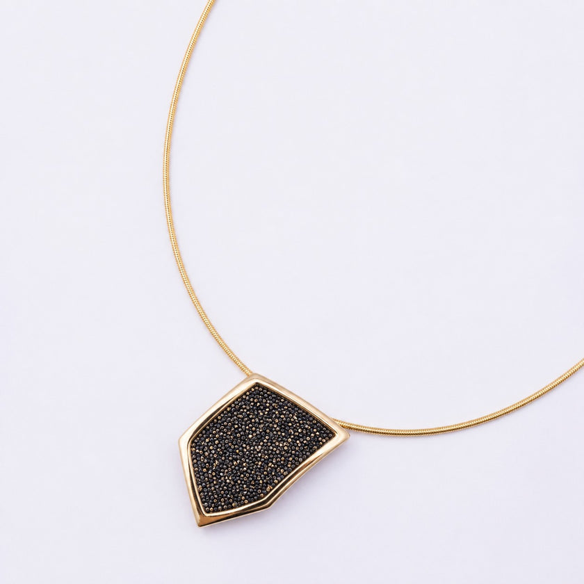 Sparkle Necklace: handmade brass artisan crystal pendant necklace, unique designer jewelry, gift for her