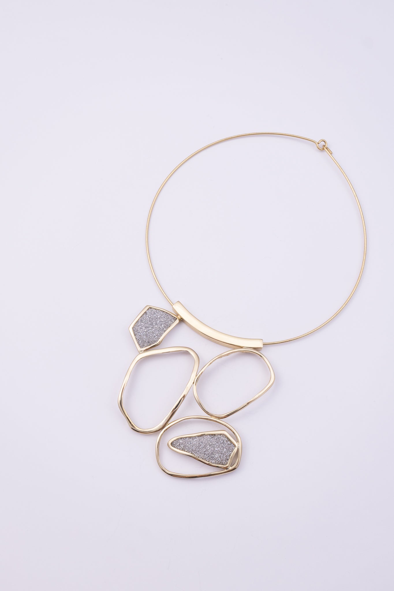 Glow Necklace: handmade brass artisan crystal statement necklace, unique designer jewelry, gift for her