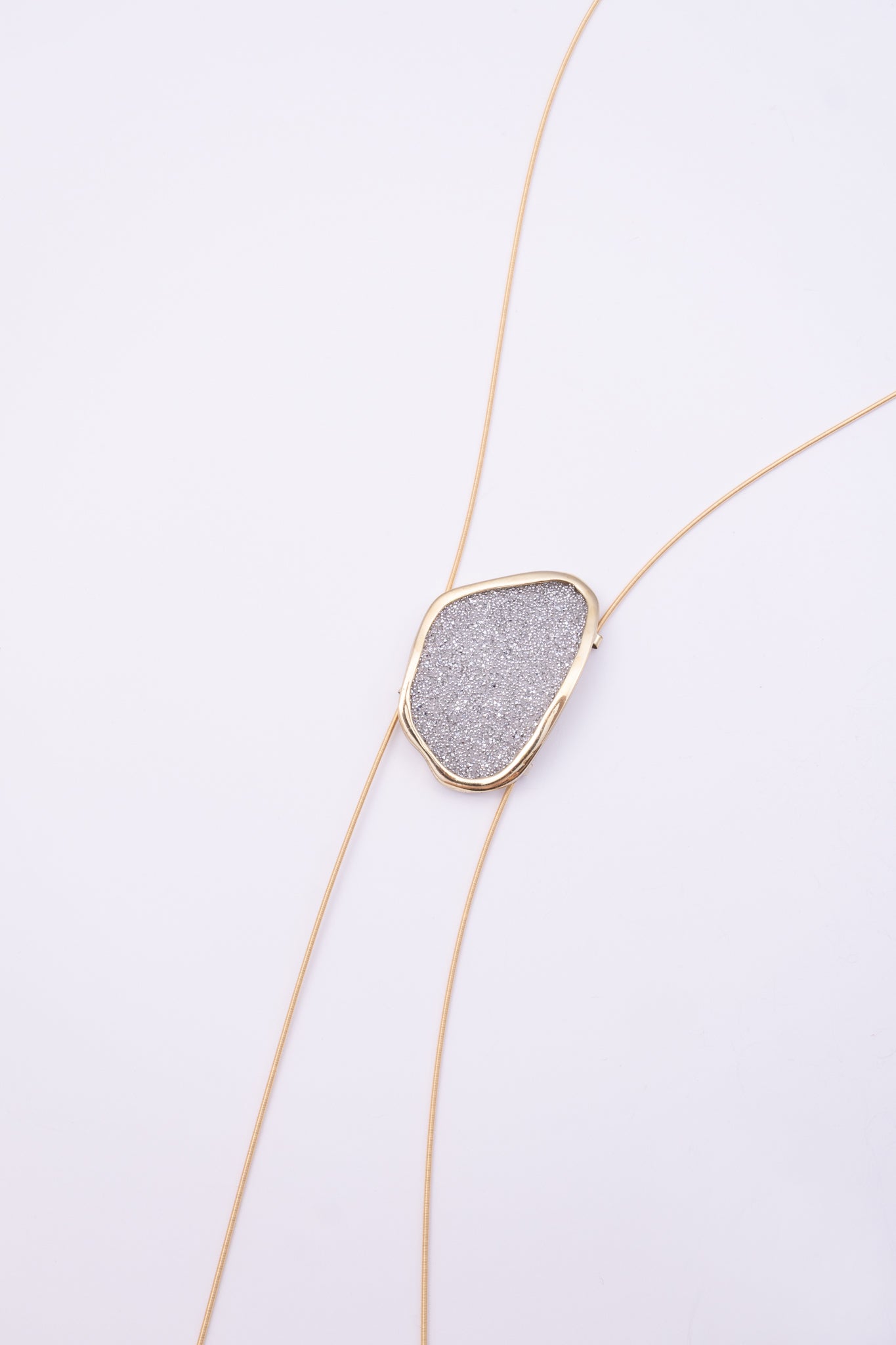 Shimmer Long Necklace: handmade brass artisan long necklace with sparkling crystals, unique designer jewelry, gift for her