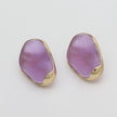 Stoneveil Earrings flat lay — handmade brass large stud earrings with resin stone accent