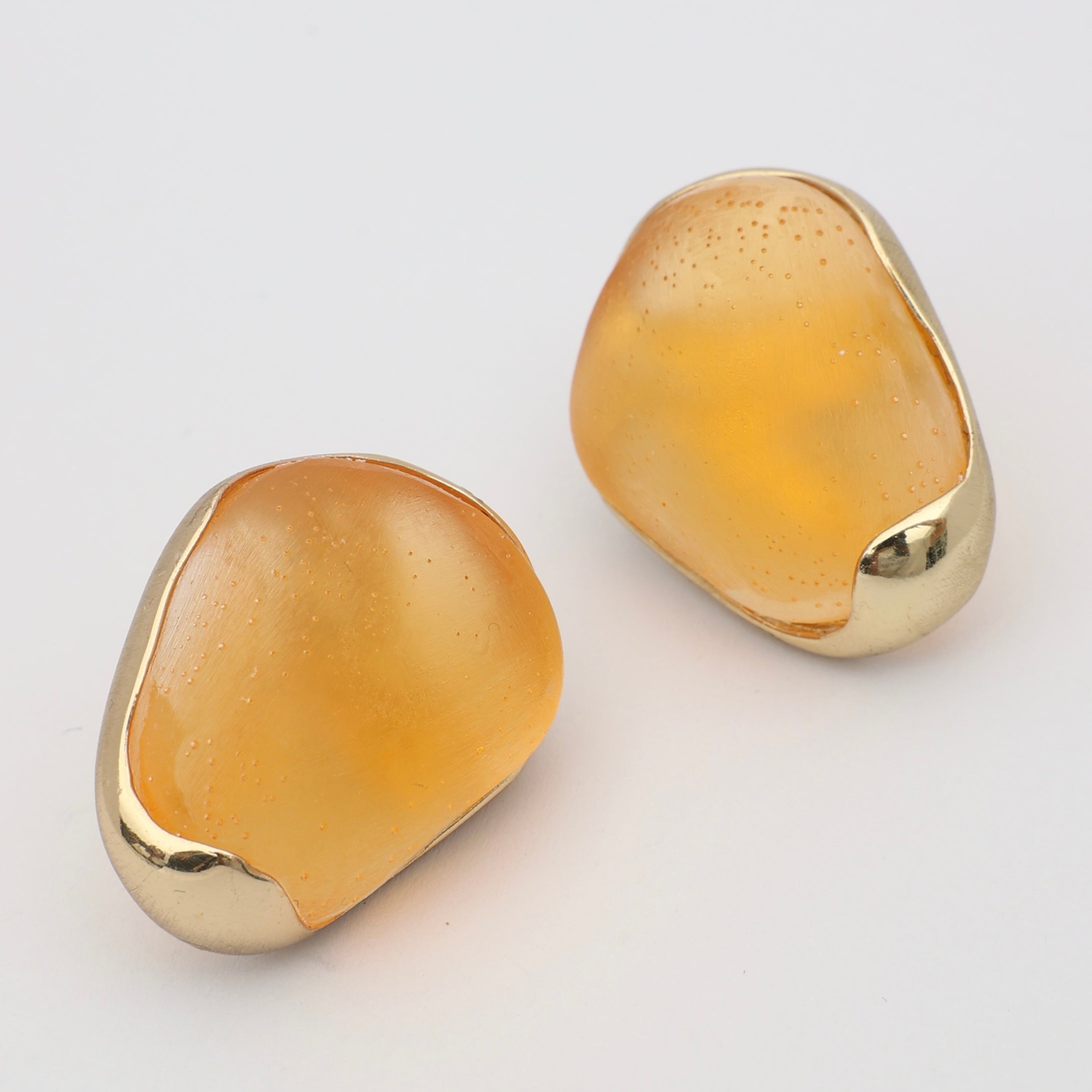 Stoneveil Earrings — handmade brass boho statement earrings with raw stone, unique designer jewelry