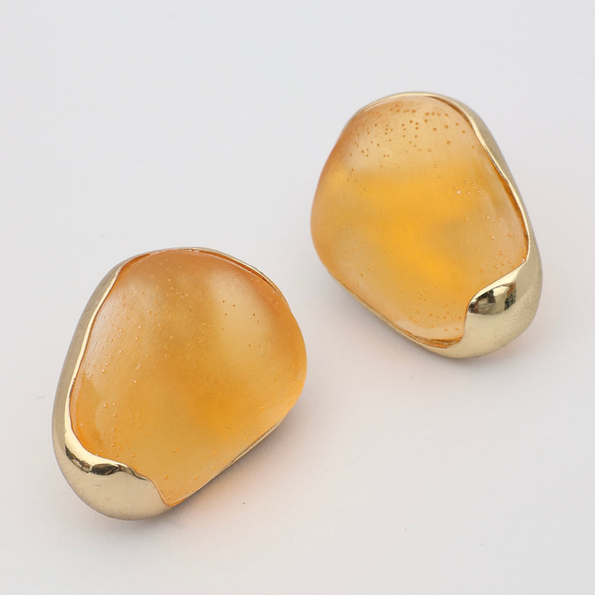 Stoneveil Earrings — handmade brass boho statement earrings with raw stone, unique designer jewelry