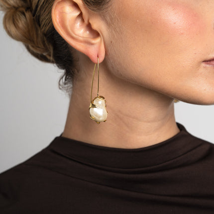 Earrings-Brass-Creamrose Light Pearl