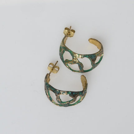 Earrings-Brass, Green Oxidation
