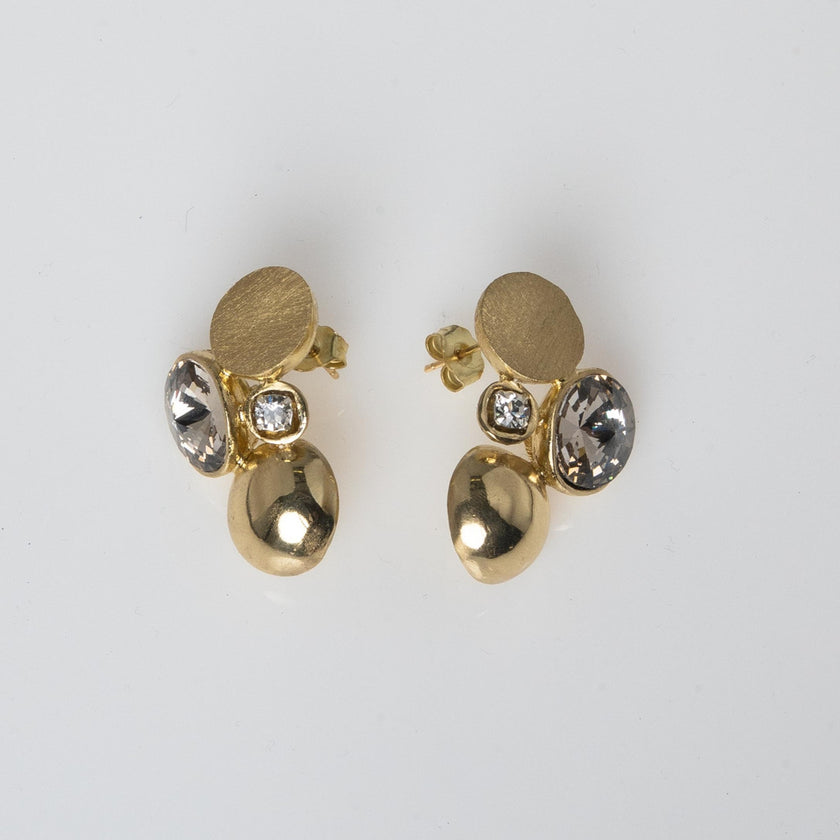 Earrings-Brass-Velvet Crystal