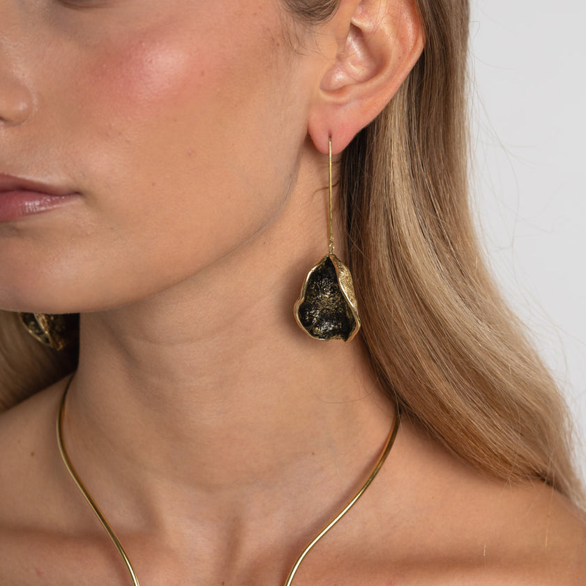 Earrings-Brass, Black Oxidation