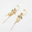 Charmy Limpet Earring — handmade brass charm hoop earrings with shell crystal and chain tassel, boho artisan jewelry made in Greece