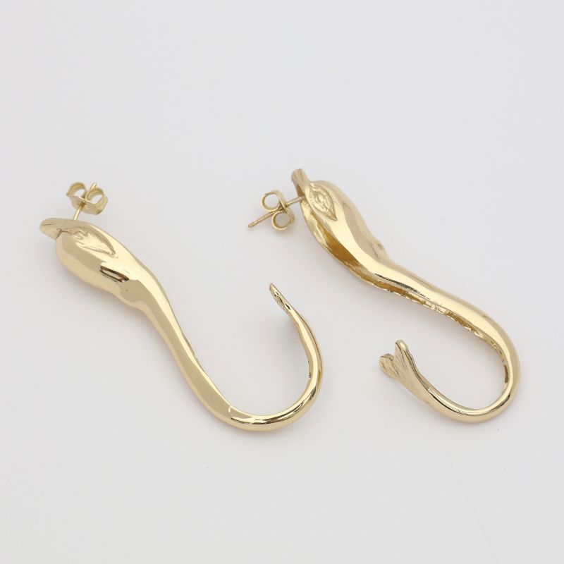 handmade brass large dolphin hoop statement earrings, artisan jewelry made in Greece