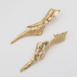 Sparkly Nerra Earring — handmade brass sculptural drop earrings with baguette crystal detail, artisan jewelry made in Greece