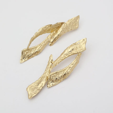 Nerra Earring — handmade brass twisted branch drop earrings polished finish, flat lay