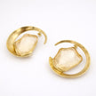 Lucky Lake Earring — handmade brass oversized hoop earrings with raw crystal stone, artisan jewelry made in Greece