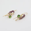 Coralia Earring — handmade brass enamel seahorse drop earrings close-up, boho artisan jewelry made in Greece