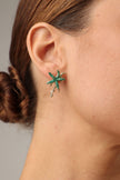 Astel Earring — handmade brass starfish coral stud earrings on model, boho artisan jewelry made in Greece