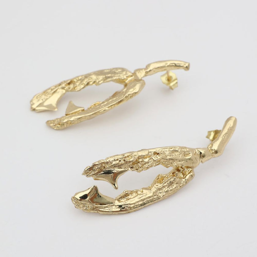 Claw Earring — handmade brass oxidized statement drop earrings 