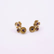 Brass cluster stud earrings pair with amethyst crystal florets