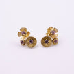 Brass cluster stud earrings pair with light purple crystal florets