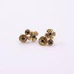 Brass cluster stud earrings pair with sapphire crystal florets