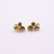 Brass cluster stud earrings pair with blue topaz crystal florets