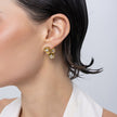Brass cluster stud earring with clear crystal florets