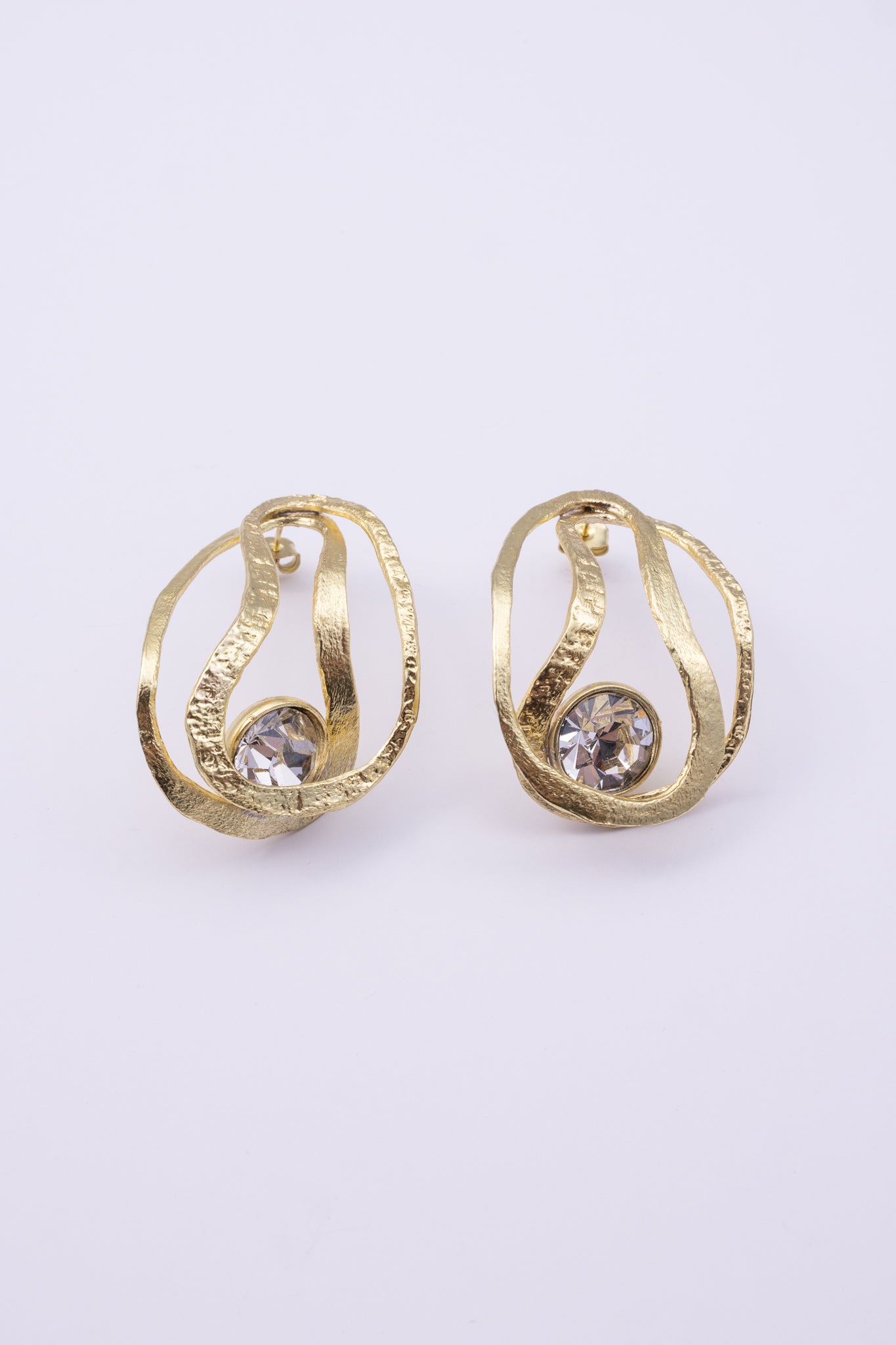 Boteh Earrings, handmade brass crystal statement earrings with paisley teardrop shape, gift for her