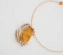 Crabby Necklace — handmade brass artisan crab pendant necklace with freeform resin stone, jewelry made in Greece
