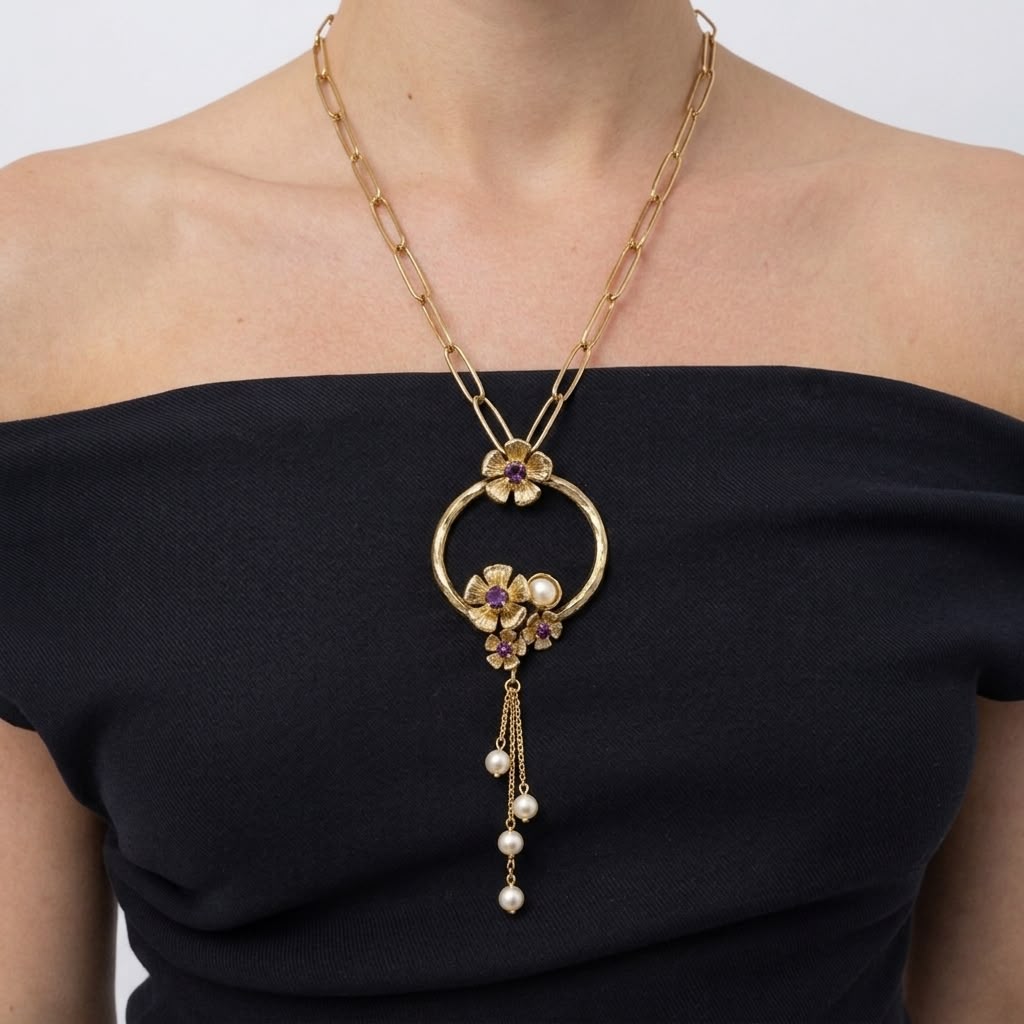 Pearl Bud Chanel Necklace Handmade | Kalliope Jewelry
